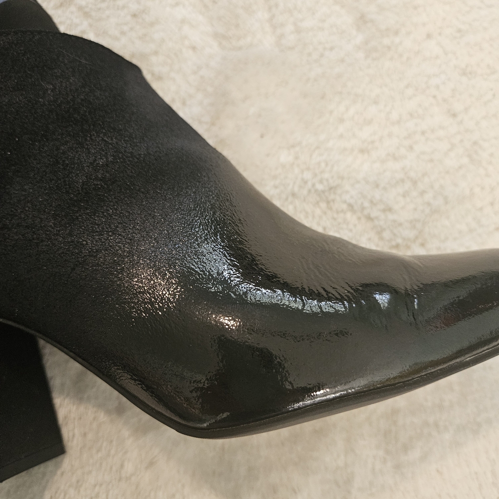 NEW Black Block Heel Leather Ankle Boots Size 9 Ombre Work Party Fall Feminine - Picture 9 of 10